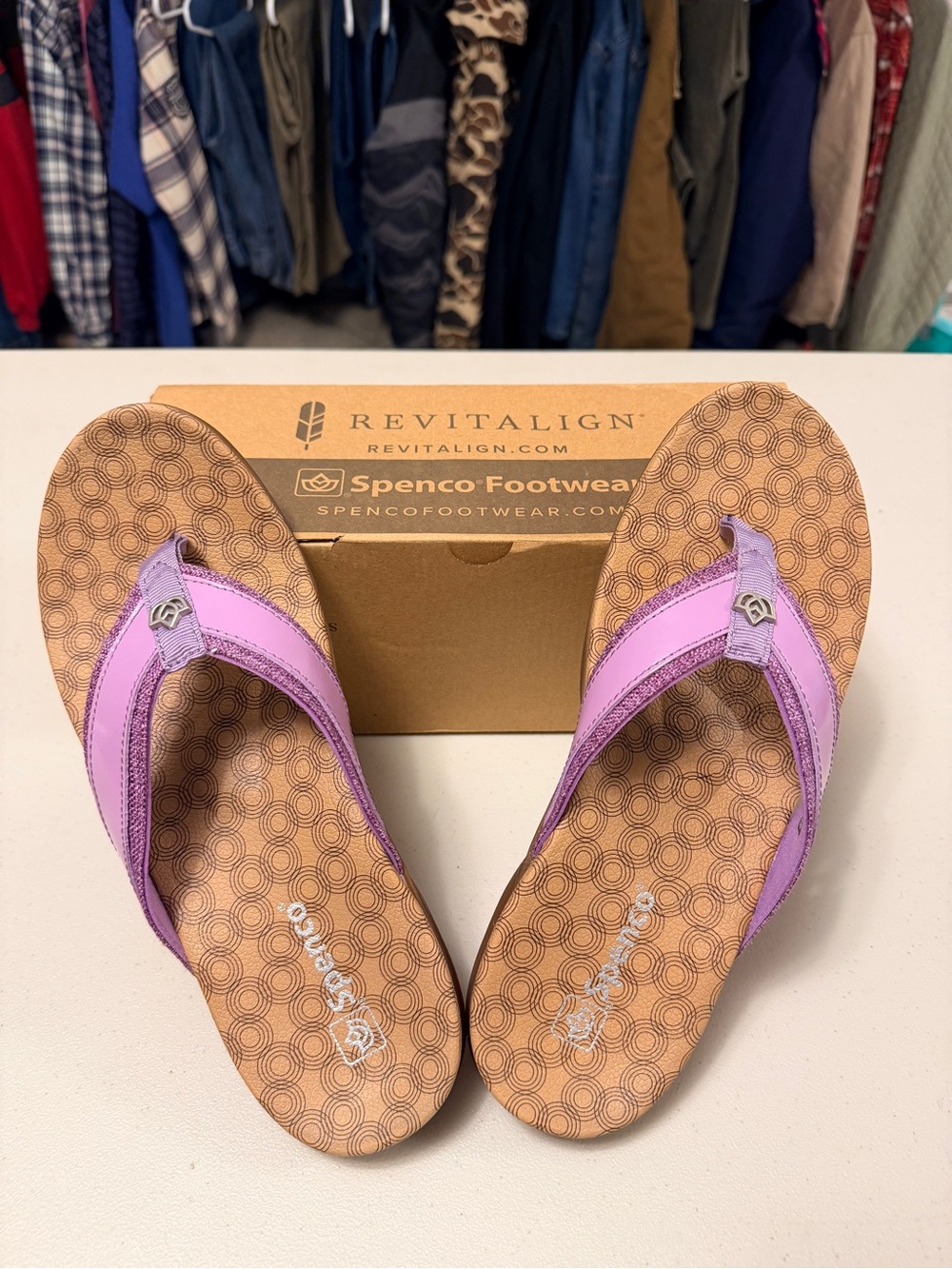 Purple patent leather on comfortable fabric Comfort Flip Flop Sandals